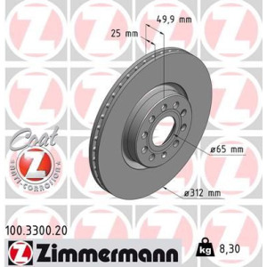 Тормозной диск ZIMMERMANN 100.3300.20