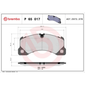 Комплект тормозных колодок, дисковый тормоз BREMBO P 65 017