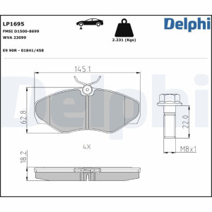 Piduriklotsi komplekt,ketaspidur DELPHI LP1695