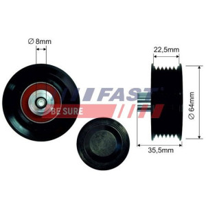 Deflection/Guide Pulley, V-ribbed belt FAST FT44593