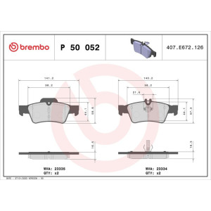 Brake Pad Set, disc brake BREMBO P 50 052