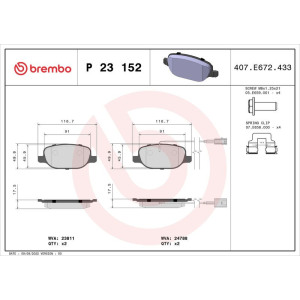 Brake Pad Set, disc brake BREMBO P 23 152X