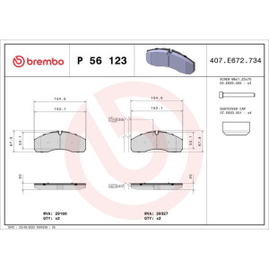 Piduriklotsi komplekt,ketaspidur BREMBO P 56 123