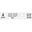 YATO YT-0143 Piduritoru võtmete komplekt 4 tk, 8–17 mm