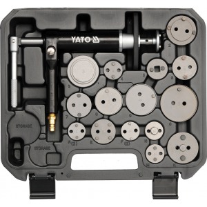 YATO YT-0671 – Pneumatic Brake Caliper Piston Rewind Tool Set, 16 pcs