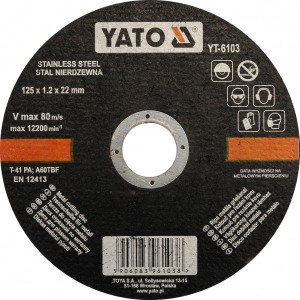 YT-6103 INOX cutting disc 125*22*1.2mm YATO