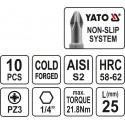 YT-0472 Screwdriver bit set 10pcs PZ3x25mm 1/4" YATO