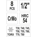 YT-1065 Набор ударных бит Torx 1/2" 8шт T30-T80 YATO