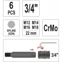 YT-1157 SPLINE Impact socket set 3/4" 6pcs YATO