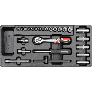 YATO YT-5541 25-osainen 1/4" hylsyavainsarja työkalukaappiin