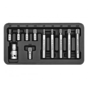 YT-0415 Screwdriver Bit Set /Spline/ 11Pcs SPLINE 30 и 75мм 1/2" YATO