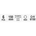 YATO YT-47121 kärnide komplekt 6 tk, 150 mm (1.5 / 3 / 4 / 5 / 6 / 8 mm)