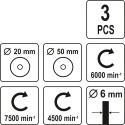 YT-4755 Набор шеток-крацовок со стержнем 3шт 20, 50, 50mm YATO