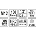 YT-04354 otsik SPLINE 1/2" M12 100mm