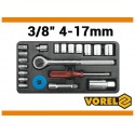 58210 Padrunvõtmete komplekt 21tk 4-12mm 1/2"+3/8 VOREL