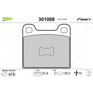 Комплект тормозных колодок, дисковый тормоз VALEO 301099