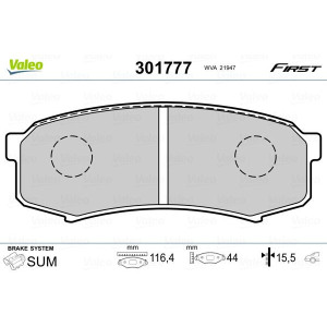 Комплект тормозных колодок, дисковый тормоз VALEO 301777