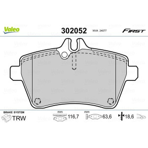 Комплект тормозных колодок, дисковый тормоз VALEO 302052