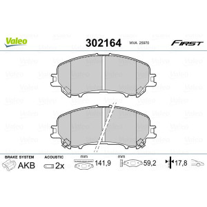 Комплект тормозных колодок, дисковый тормоз VALEO 302164