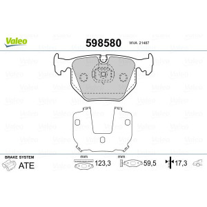 Комплект тормозных колодок, дисковый тормоз VALEO 598580