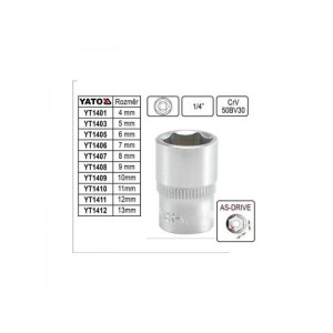 YT-1410 Yato Hexagonal Socket 11mm 1/4"Dr CRV