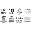 YT-09633 Suruõhu otslihvija1/4\" 6,3 baari 113 l/mi