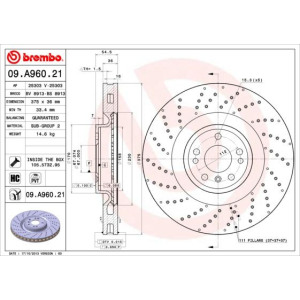 Тормозной диск BREMBO 09.A960.21