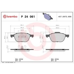 Комплект тормозных колодок, дисковый тормоз BREMBO P 24 061X