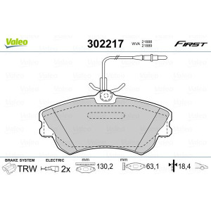 Brake Pad Set, disc brake VALEO 302217