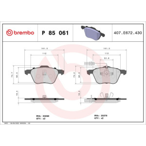 Piduriklotsi komplekt,ketaspidur BREMBO P 85 061