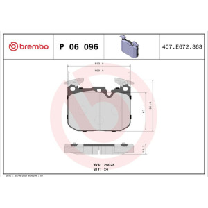 Brake Pad Set, disc brake BREMBO P 06 096X