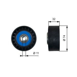Deflection/Guide Pulley, V-ribbed belt GATES T36518