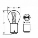 12V 21/5W Sokkel BAY15d / P21/5W PUNANE