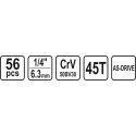 58643 padrunite-otsikute kt 1/4\" 56-osa STROH
