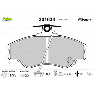 Piduriklotsi komplekt,ketaspidur VALEO 301634