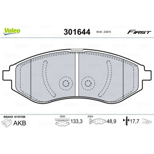 Brake Pad Set, disc brake VALEO 301644