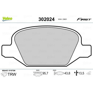Brake Pad Set, disc brake VALEO 302024