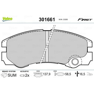 Brake Pad Set, disc brake VALEO 301661