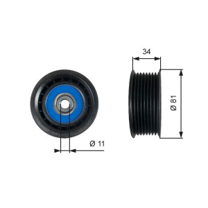 Deflection/Guide Pulley, V-ribbed belt GATES T36517
