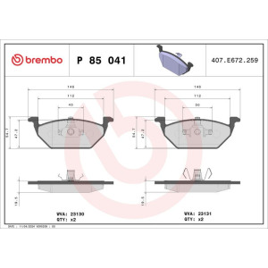 Piduriklotsi komplekt,ketaspidur BREMBO P 85 041X