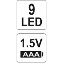 YT-08570 Taskulamp 9 LED