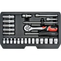 YT-14461 Tööriistakohver 1/4" 25osa T+narre+padr