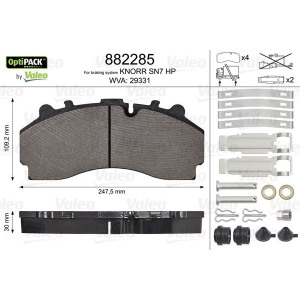 Brake Pad Set, disc brake VALEO 882285