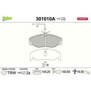Piduriklotsi komplekt,ketaspidur VALEO 301010A