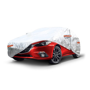 01111 ALUMINIUM CAR COVER with ZIP, REFLECTIVE size: L AMIO