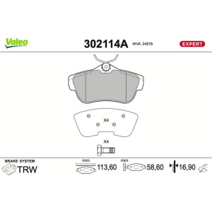 Piduriklotsi komplekt,ketaspidur VALEO 302114A