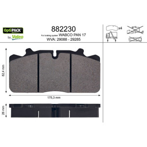 Brake Pad Set, disc brake VALEO 882230
