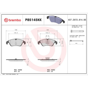 Комплект тормозных колодок, дисковый тормоз BREMBO P85145NX