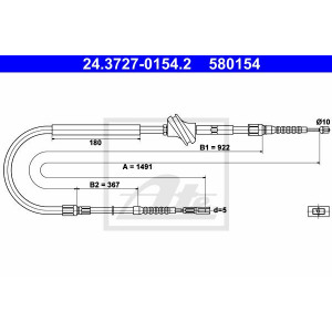 Cable Pull, parking brake ATE 24.3727-0154.2