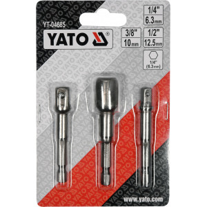 YT-04685 HEX adapters set 1/4", 3/8", 1/2"